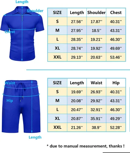 Miniatura 6 de URRU Conjunto de camisa polo y pantalones cortos para hombre trajes de verano a la moda casual manga corta traje polo para hombre 2 piezas