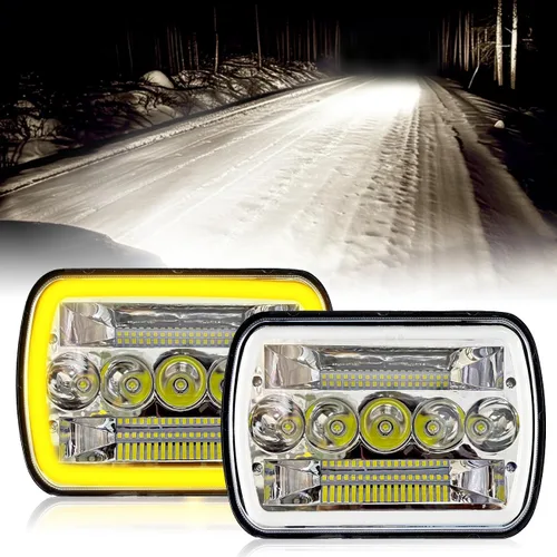 Miniatura 10 de Faros delanteros LED 1000% brillantes 180W H6054 5x7 7×6, 7 × 6, faros LED 7x6, haz sellado con DRL/señal de giro compatible con Ford Wrangler Jeep