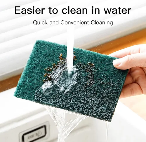 Miniatura 5 de Esponjas de limpieza pesadas antiarañazos, esponja de limpieza de platos, herramienta de limpieza reutilizable verde para el hogar, para cocina
