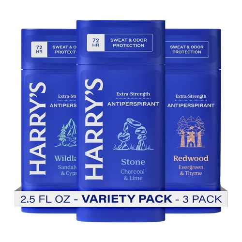 Harry's Desodorante Antitranspirante Extra Fuerte, Control de Sudor y Olor Antitranspirante para Hombres, Paquete Variado - Stone, Redwood,