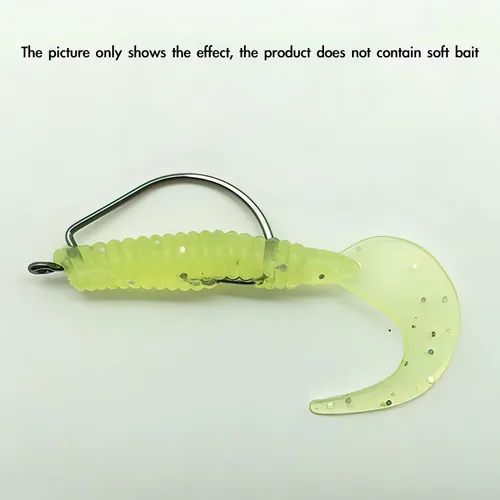 Miniatura 6 de Ganchos de pesca de gusano compensados, ganchos de pesca de lubina, 3X-fuertes ganchos de gusano de acero de alto carbono, cebos suaves para señuelo