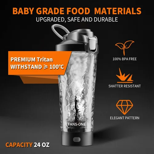 Miniatura 7 de FANS-ONE Botella Batidora Eléctrica Premium de Proteínas, Botellas Batidoras con Cerradura de 24 oz, Fabricada con Tritán, Libre de BPA, Taza