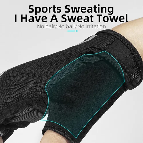 Miniatura 3 de ROCKBROS Guantes de bicicleta para hombres, guantes de ciclismo de medio dedo, guantes de ciclismo MTB, guantes de bicicleta de carretera
