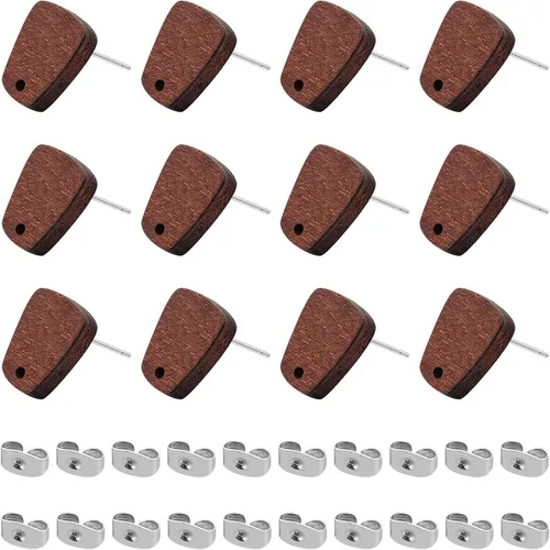 Miniatura 10 de Postes de madera para la fabricación de joyas, 80 piezas de aretes de madera, aretes de madera, aretes de madera, aretes a granel con parte trasera