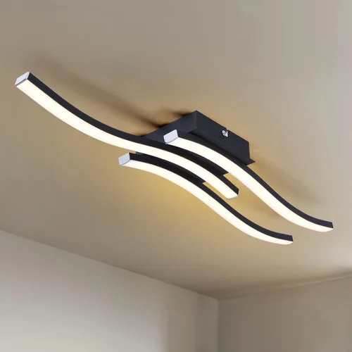 Miniatura 8 de EDISLIVE Moderna lámpara de techo LED regulable curva, 2 luces de 22.5 pulgadas, lámpara de techo minimalista LED empotrada para dormitorio