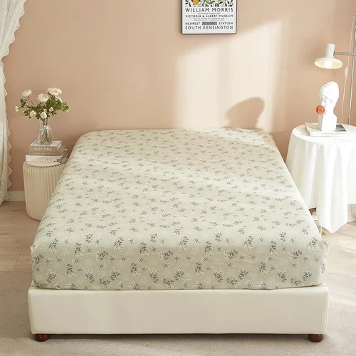 Miniatura 15 de Sábana ajustada 100% algodón suave tamaño queen de bolsillo profundo con rayas coloridas y estampado Gingham, sin arrugas, 1 pieza, sábana