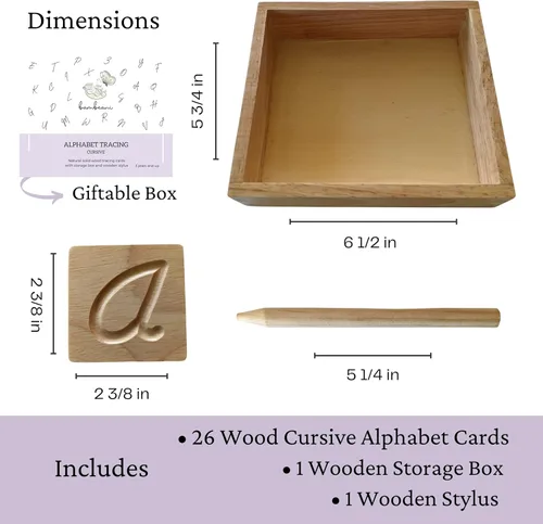 Miniatura 7 de Montessori - Rastreo del alfabeto de madera cursiva Rastreo de letras de aprendizaje preescolar Tarjetas ABC Mayúscula y minúscula de doble