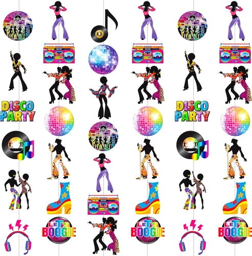 8 guirnaldas colgantes para fiesta de discoteca de los años 70, decoraciones colgantes de fiesta de baile de discoteca, decoraciones colgantes de
