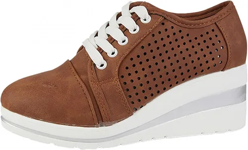 Miniatura 4 de Tenis de moda de plataforma para mujer, estilo casual, con parte inferior gruesa, tacones altos, caña baja, zapatos de lona para patineta, punta