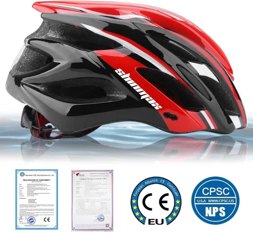 Miniatura 2 de Casco de bicicleta para hombre y mujer, casco de bicicleta Shinmax con luz trasera y visera desmontable Negro/rojo/blanco