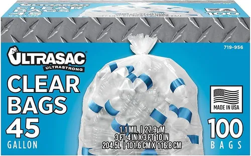 Miniatura 5 de Ultrasac - Bolsa de reciclaje, 33 galones, 0.9 mil, 33 x 38 pulgadas, azul translúcido, 50 unidades con lazos