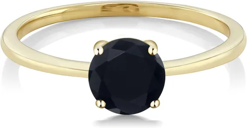 Miniatura 2 de Gem Stone King Anillo de compromiso solitario con piedra preciosa de oro amarillo de 10 quilates Redondo de 0.236 in Anillo de compromiso