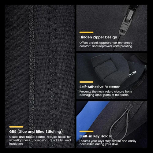 Miniatura 4 de Wetsuit, 5/4mm Upgrade CR Neoprene Wetsuits for Men and Women, Ideal Thermal Wet Suit in Cold Water, Front Zip for Surfing Snorkeling Diving Swimming