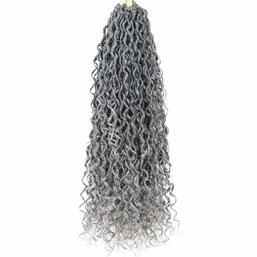 Miniatura 37 de Cabello de Crochet de 8 Pulgadas para Mujeres Negras, 7 Paquetes de Cabello de Crochet Goddess Locs con Puntas Rizadas, Locs Falsos Cortos con Bucle