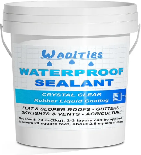 Sellador Impermeable Transparente 2L (70 oz), Wadities Revestimiento Impermeable a Base de Agua para Paredes Baño Techo, Reparación Invisible de
