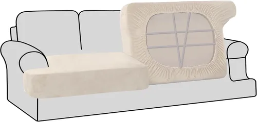 Miniatura 58 de H.VERSAILTEX Fundas de terciopelo elástico para silla con cojín en forma de T para sala de estar, funda de sofá, funda de asiento con cojín