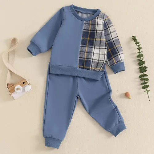 Miniatura 15 de Conjunto de sudadera de manga larga con cuello redondo y pantalones deportivos para bebés, ropa de invierno para bebé
