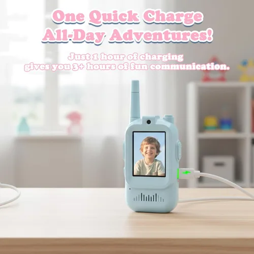 Miniatura 5 de Walkie Talkies de video para niños, walkie talkies de video en tiempo real para niños, 2 unidades, pantalla IPS de 2.0 pulgadas y alcance de 1,312.3
