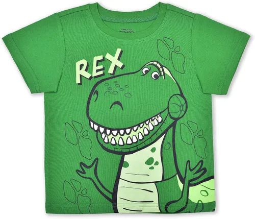 Miniatura 2 de Disney Toy Story Woody, Buzz and Rex - Camisa de manga corta para niños, paquete de 4 para niños pequeños y pequeños, amarilloazulverdegris