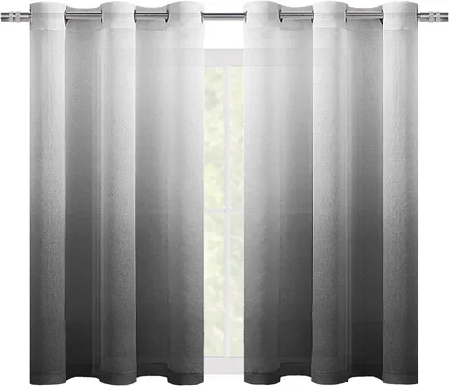 Miniatura 9 de DWCN Cortinas Transparentes Ombré - Cortinas de Lino Sintético con Gradiente Semi Voile con Ojales en la Parte Superior para Dormitorio y Sala