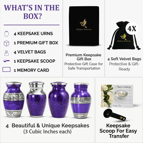 Miniatura 2 de Urnas pequeñas para cenizas humanas – Elegante juego de urnas de cremación de recuerdo para mujeres y hombres adultos – Mini urnas conmemorativas
