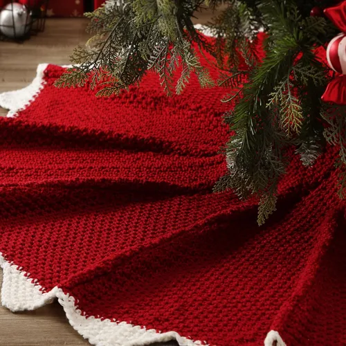 Miniatura 14 de NIBESSER Falda blanca para árbol de Navidad, falda de árbol de piel sintética de 48 pulgadas, alfombra de árbol de lentejuelas con plumas doradas