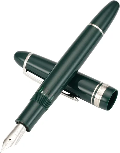 Miniatura 11 de Majohn P136 Pluma estilográfica de pistón, punta extra fina con caja, juego de pluma de escritura de resina azul oscuro Azul - Clip de plata
