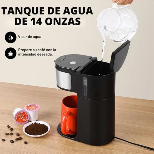 Miniatura 6 de Ranbomer Cafetera K Cup, cafetera de una sola porción o máquina de café molido 2 en 1, tamaños de preparación de 6 a 14 onzas, mini cafetera de una