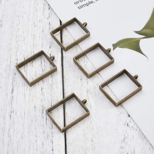 Miniatura 4 de Dijes de bisel con espalda abierta Bronce antiguo # Rectángulo