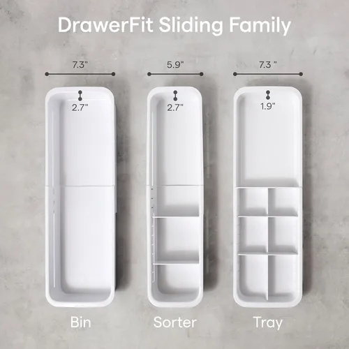 Miniatura 8 de YouCopia DrawerFit - Cajonera deslizante, organizador de almacenamiento de cocina expandible y ajustable, color blanco moteado