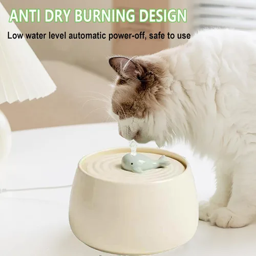 Miniatura 4 de Cuencos de cerámica para alimentación y bebida de mascotas, fuente de agua para gatos de 1.3 L/44 onzas, fuente de agua para gatos y perros