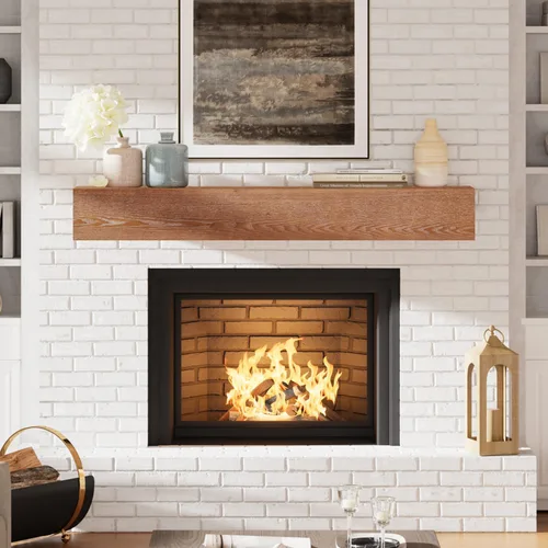 Miniatura 23 de Eshoma - Repisa para chimenea artesanal; estante sólido para colocarse sobre la chimenea; estante flotante montado en la pared con soportes Nogal