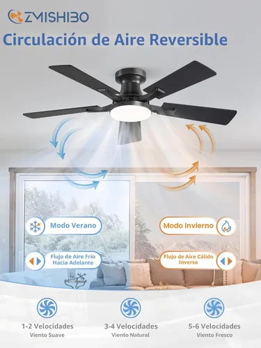 Miniatura 6 de ZMISHIBO Ventilador de techo de 42 pulgadas con luz, aplicación y control remoto, perfil bajo de montaje empotrado, luz LED regulable de 20 W, motor