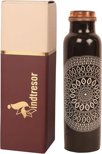 Miniatura 11 de Botella de agua de cobre puro – Hecho a mano – Beneficios para la salud Ayurveda – Grande 34 oz – A prueba de fugas, fácil de llevar para deportes