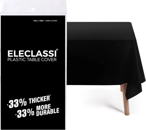 Miniatura 17 de Eleclassi Negro Paquete de 12 Manteles Redondos de Plástico Desechables Premium - Manteles de Mesa de Plástico Redondos de 84 Pulgadas para Fiestas