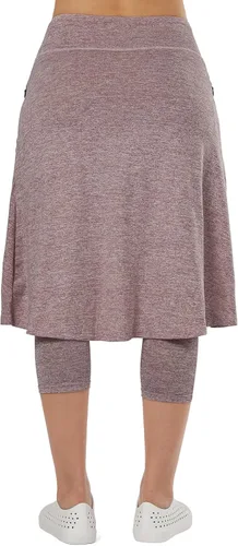 Miniatura 2 de Faldas atléticas hasta la rodilla para mujer con leggings, leggings con falda de pickleball capris para yoga, bolsillos con cremallera para mujer