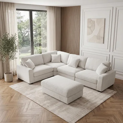 Sofá modular Cloud de 212 pulgadas con tumbona grande, profundo y cómodo, sofás seccionales en forma de L de gran tamaño para sala de estar, Blanco