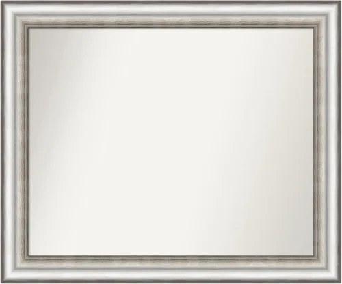 Miniatura 173 de Amanti Art Espejo de baño plateado para sobre el fregadero, 26 x 26 pulgadas, espejo cuadrado de plata antigua, marco de madera tradicional mediano