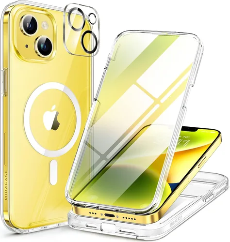 Miniatura 100 de Miracase Funda para iPhone 13 de 6.1 pulgadas, [sin burbujas] funda de teléfono de cuerpo completo con pantalla de vidrio completa integrada, sin