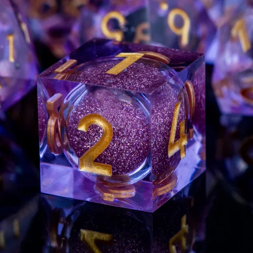Miniatura 23 de ARUOHHA - Juego de dados azules de resina DND de 7 piezas, juego de dados translúcidos hechos a mano para RPG, juego de dados poliédricos de borde