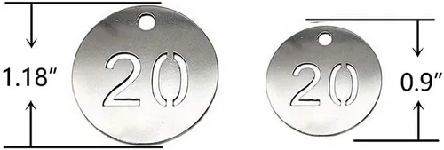 Miniatura 2 de Diámetro de 1.18 pulgadas de acero inoxidable hueco, etiquetas clave con anillos (1-10)