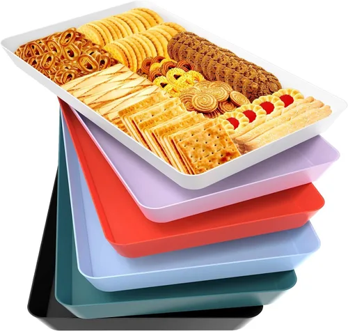 Miniatura 23 de WOWBOX 4 bandejas de servir para entretenimiento, platos para servir aperitivos, frutas, galletas, postres, bandejas de plástico reutilizables