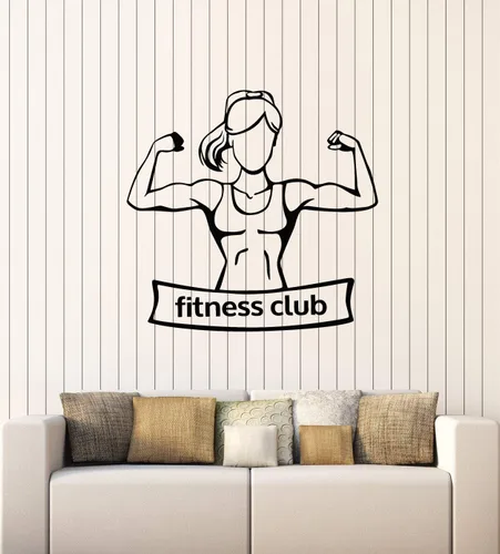 WallStickers4ever Vinyl Wall Decal Fitness Club Sports Healthy Lifestyle Girl Gym Stickers Mural Large Decor (g3794) Black