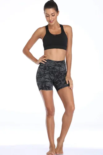 Miniatura 6 de Oalka Pantalones cortos de yoga para mujer, con bolsillos laterales, cintura alta, para entrenamiento, correr, deportes, 4 pulgadas