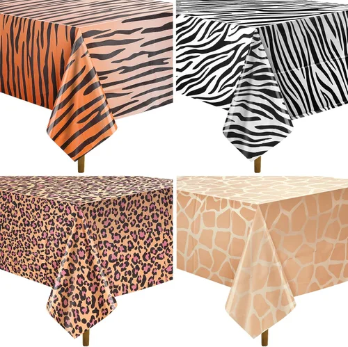 Miniatura 9 de Paquete de 12 manteles de safari de animales con temática de zoológico de animales de la selva, leopardo, tigre, cebra, jirafa, hoja de palma