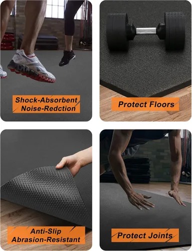 Miniatura 3 de Tapete de ejercicio grande de 8 x 5 pies 12 x 6 pies para gimnasio en casa, tapete de ejercicio resistente para suelo de gimnasio, esterilla