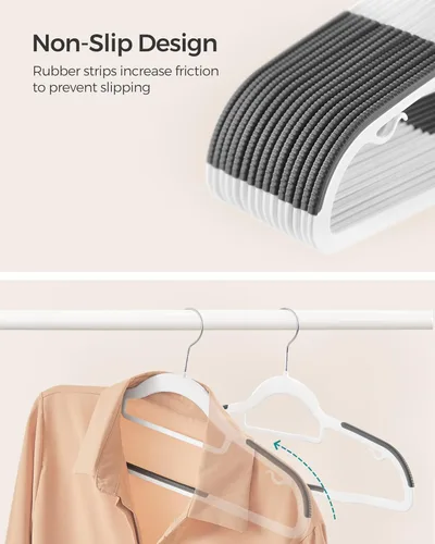 Miniatura 3 de SONGMICS UCRP020W02 - Paquete de 50 perchas de plástico resistente, perchas para ropa, color blanco y gris oscuro Blanco + gris oscuro