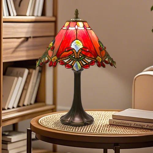 Miniatura 6 de JHuiLap Lámpara de mesa estilo Tiffany de 12 pulgadas, lámpara barroca de vidrieras con control remoto, regulable continua y 3 temperaturas
