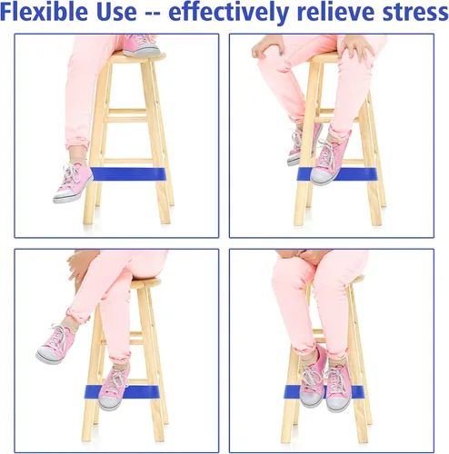 Miniatura 4 de PLULON Paquete de 15 bandas para sillas para niños con pies inquietos, bandas elásticas para pies, bandas para ansiedad, asientos flexibles para Azul