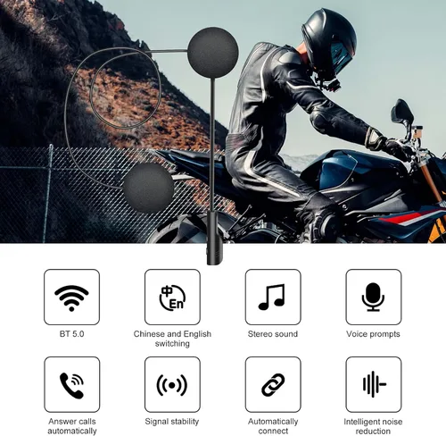 Miniatura 2 de Auriculares para casco de motocicleta Bluetooth 5.0, auriculares deportivos con reducción de ruido, respuesta automática, control de volumen